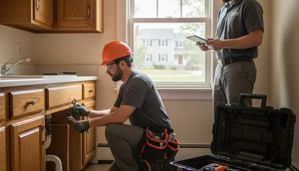 Emergency plumber repairing a leak in Albany, NY for fast plumbing repair service