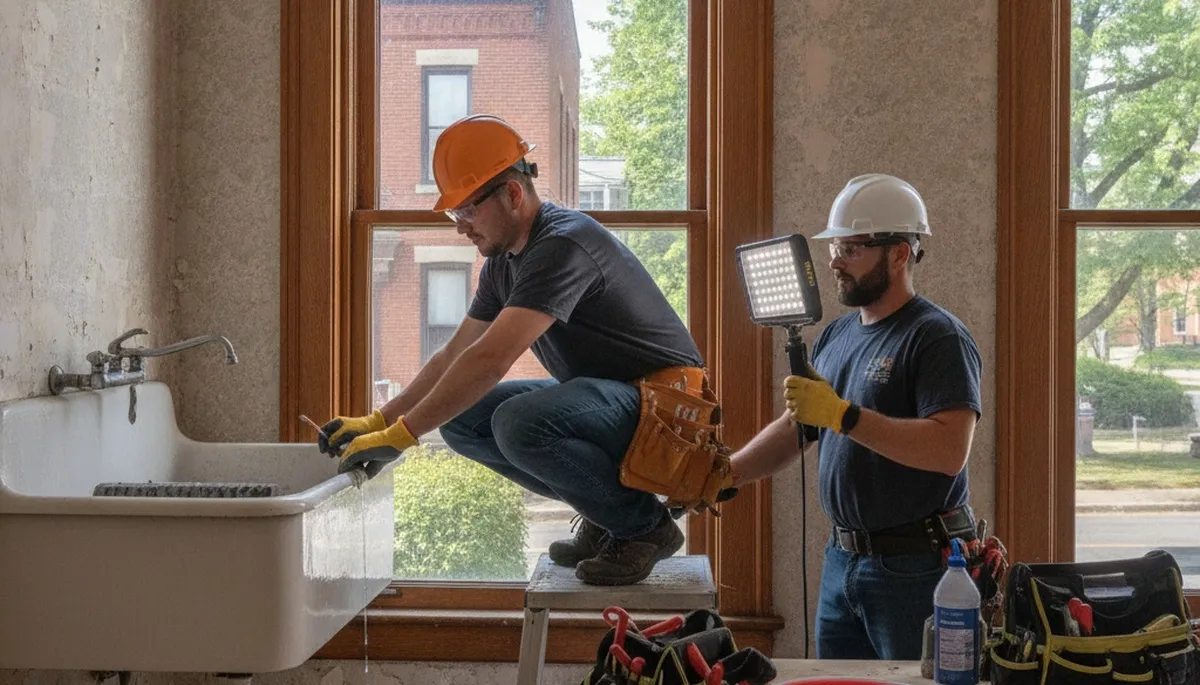 Emergency plumber repairing a leak in Albany, NY for fast residential plumbing service