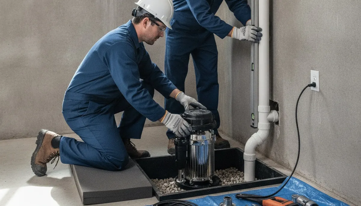 Sump pump installation for Albany, NY home by On Call Plumbers to prevent basement flooding